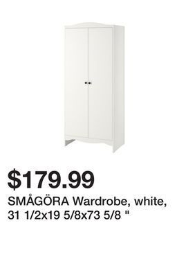 Ikea Smågöra wardrobe, white, 31 1/2x19 5/8x73 5/8 " offer