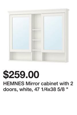 Ikea Hemnes mirror cabinet with 2 doors, white, 47 1/4x38 5/8 " offer
