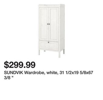 Ikea Sundvik wardrobe, white, 31 1/2x19 5/8x67 3/8 " offer