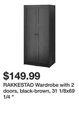 Ikea Rakkestad wardrobe with 2 doors, black-brown, 31 1/8x69 1/4 " offer