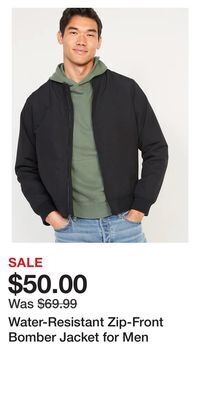 Old Navy Water-resistant zip-front bomber jacket for men offer