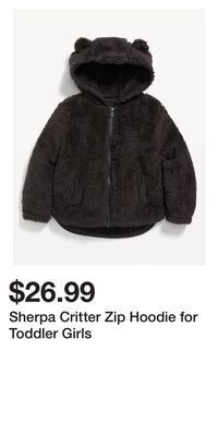 Old Navy Sherpa critter zip hoodie for toddler girls offer