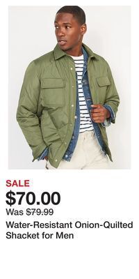 Old Navy Water-resistant onion-quilted shacket for men offer