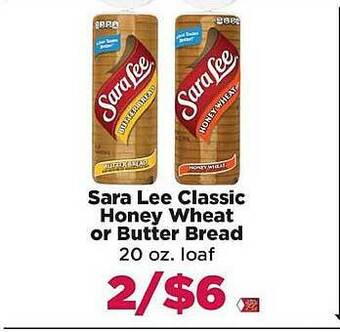 Tops Sara lee classic honey wheat or butter bread offer