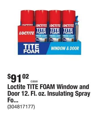The Home Depot Loctite tite foam window and door 12. fl. oz. insulating spray foam sealant (12-pack) offer