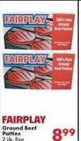 Fairplay Ground beef patties offer