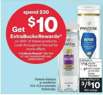 CVS Pantene shampoo or conditioner offer