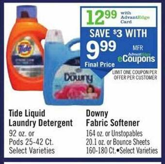 Price Chopper Tide liquid laundry detergent, downy fabric softener offer