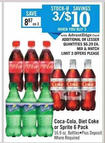 Price Chopper Coca-cola, diet coke or sprite 6 pack offer
