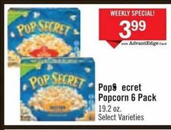Price Chopper Pop secret popcorn 6 pack offer