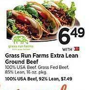 Tops Grass run farms extra lean ground beef offer