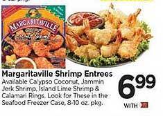 Tops Margaritaville shrimp entrees offer