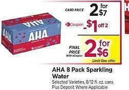 Tops Aha 8 pack sparkling water offer