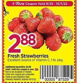Tops Fresh strawberries offer