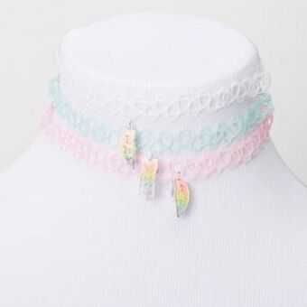 Claire's Best friends pastel heart glow in the dark tattoo choker necklaces - 3 pack offer