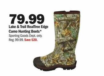 Meijer Lake & trail realtree edge camo hunting boots offer