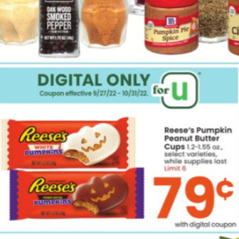 Albertsons Reese's pumpkin peanut butter cups offer