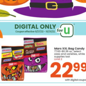 Albertsons Mars xxl bag candy offer