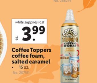 Lidl Coffee toppers coffee foam, salted caramel offer