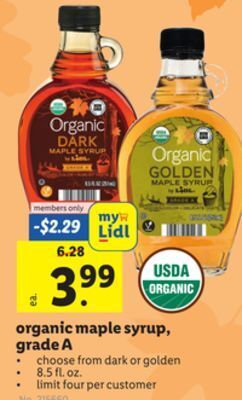 Lidl Organic maple syrup, grade a offer