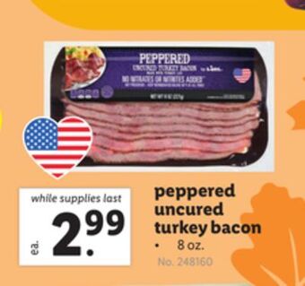 Lidl Peppered uncured turkey bacon offer