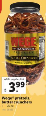 Lidl Wege® pretzels, butter crunchers offer