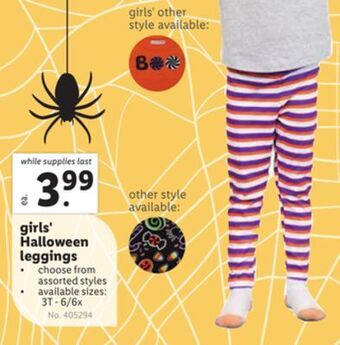 Lidl Girls' halloween leggings offer