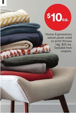 JC Penney Home expressions velvet plush solid or print throws offer