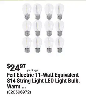 The Home Depot Feit electric 11-watt equivalent s14 string light led light bulb, warm white 2200k (12-pack) offer