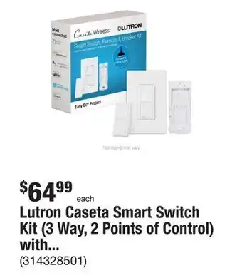 The Home Depot Lutron caseta smart switch kit (3 way, 2 points of control) with pico remote, wallplate and bracket, white offer