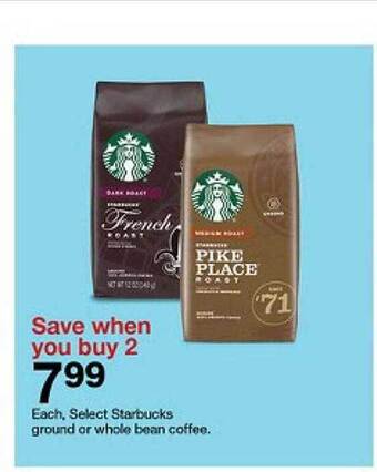 Target Each select starbucks ground or whole bean coffee offer