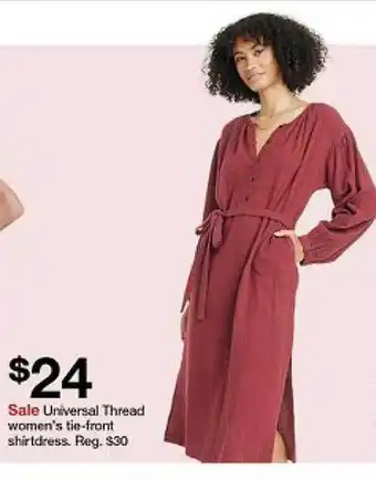 Target Universal thread women's tie-front shirldress offer