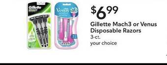 Publix Gillette mach3 or venus disposable razors offer