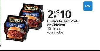 Publix Curly's pulled pork or chicken offer