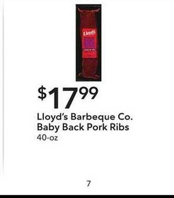 Publix Lloyd's barbeque co. baby back pork ribs offer