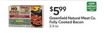 Publix Greenfield natural meat co. fully cooked bacon offer