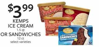 Fareway Kemps ice cream or sandwiches offer