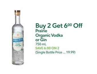 Publix Prairie organic vodka or gin offer