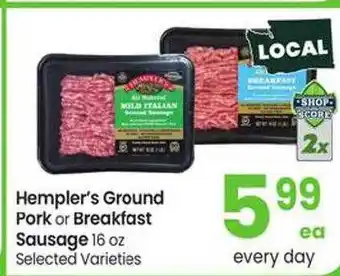 Safeway Hempler's ground pork or breakfast sausage offer