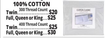 Ocean State Job Lot 100% cotton sheet sets offer