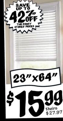 Ollie's 23" x 64" faux wood cordless blinds offer