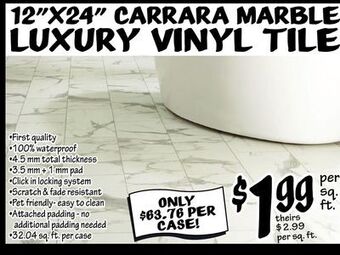 Ollie's 12"x24" carrara marble luxury vinyl tile offer