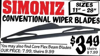 Ollie's Simoniz conventional wiper blades offer