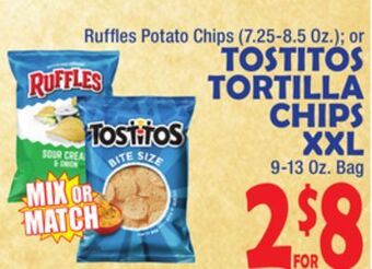 Bravo Supermarkets Tostitos tortilla chips xxl 9-13 oz. bag offer