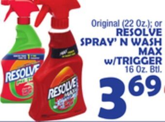 Bravo Supermarkets Resolve spray'n wash max w/trigger 16 oz. btl offer