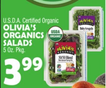 Bravo Supermarkets Olivia's organics salads offer