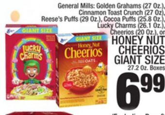 C Town Honey nut cheerios giant size 27.2 oz. boxes offer