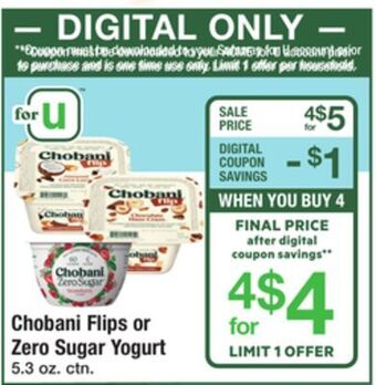 ACME Chobani flips or zero sugar yogurt offer