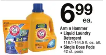 ACME Arm n hammer liquid laundry detergent 118.1-144.5 fl. oz. btl., single dose pods 42 ct. pods offer