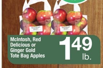 ACME Mcintosh, red delicious or ginger gold tote bag apples offer